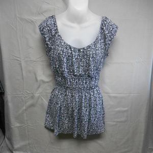 Joei & I black gray floral sleeveless top L